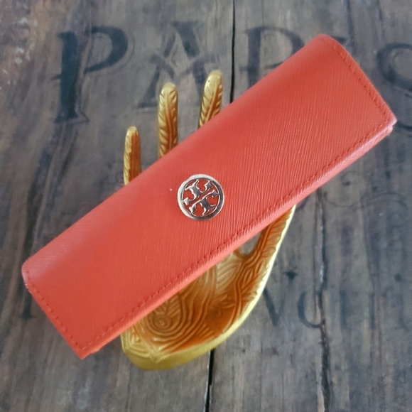 TORY BURCH Rusty Orange Signature Logo Eyeglass | Sunglass Case | Storage - Picture 1 of 9